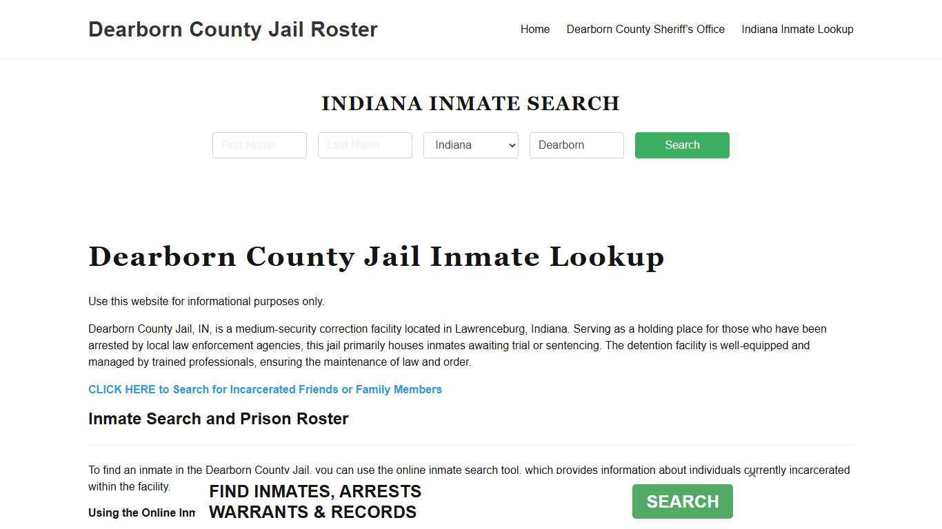 Dearborn County Jail Roster Lookup, IN, Inmate Search