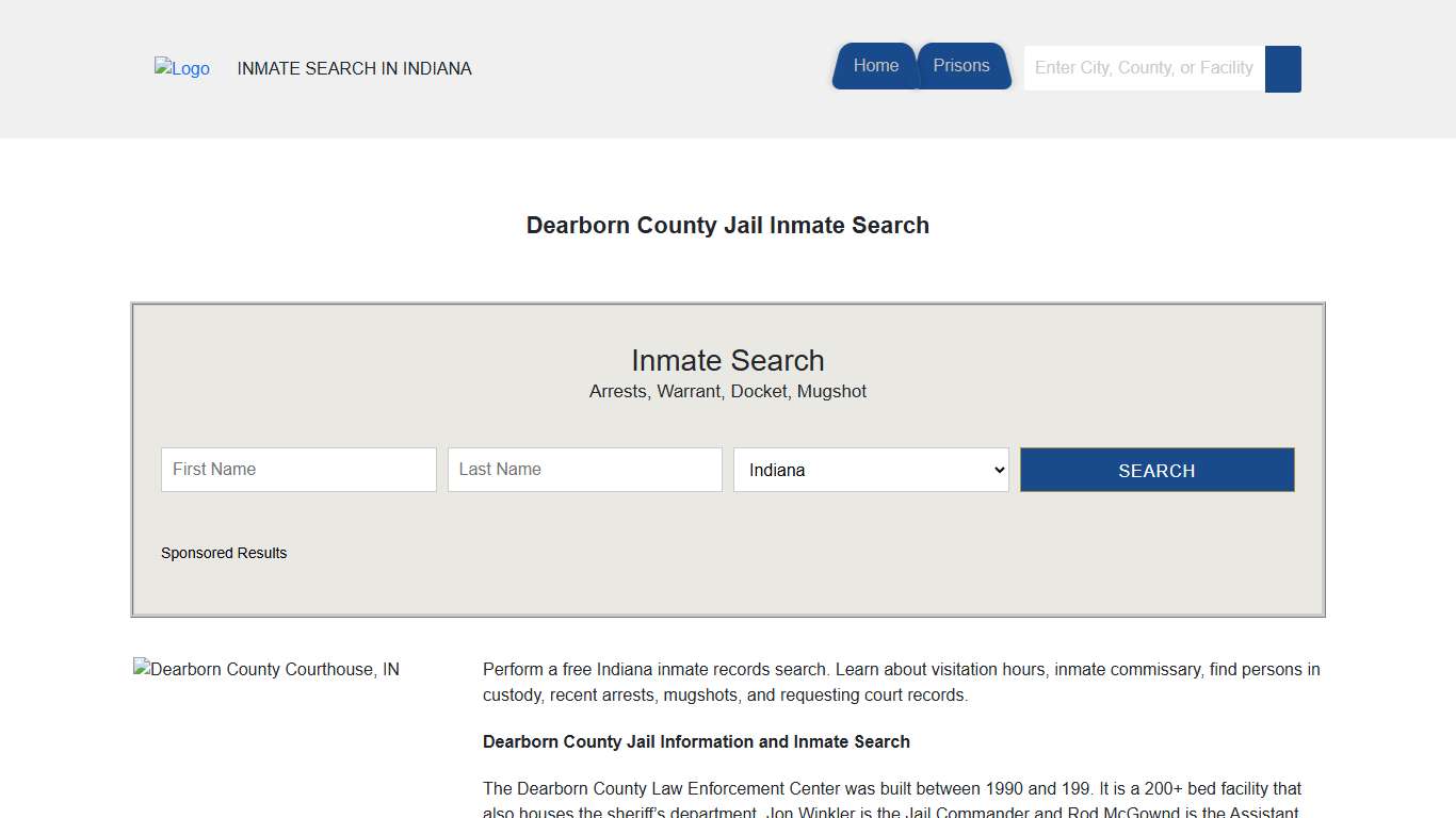 Dearborn County Jail Inmate Search | Indiana Jail Roster